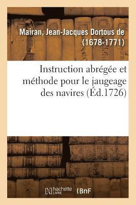 Jean-Jacques de Mairan, MAIRAN-J - Instruction Abrégée Et Méthode Pour Le Jaugeage Des Navires, Häftad