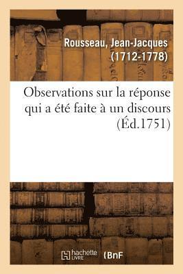 bokomslag Observations Sur La Réponse Qui a Été Faite À Un Discours