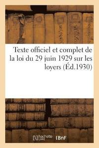 bokomslag Loi Du 29 Juin 1929 Sur Les Loyers, Modifiant Et Compltant La Loi Du 1er Avril 1926