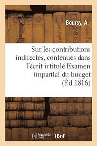 bokomslag Rponse Aux Observations Sur Les Contributions Indirectes