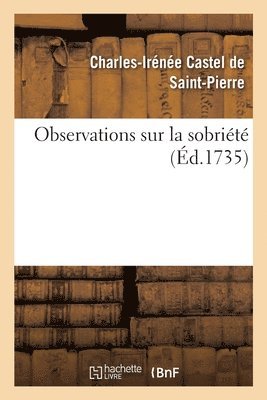 bokomslag Observations Sur La Sobriété