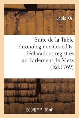 bokomslag Suite de la Table Chronologique Des Édits, Déclarations, Lettres Patentes