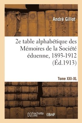 2e table alphabtique des Mmoires de la Socit duenne, 1893-1912 1