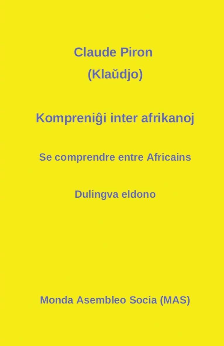 Claude Piron - Kompreniĝi inter afrikanoj, Häftad