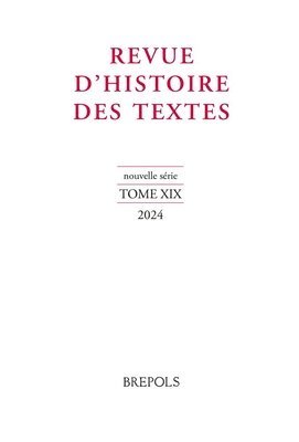 bokomslag Revue d'Histoire Des Textes, N.S. 19/2024