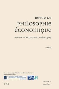 bokomslag Revue de Philosophie Economique / Review of Economic Philosophy: Volume 18, Numero 2