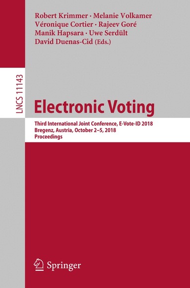 Robert Krimmer, Melanie Volkamer, Véronique Cortier, Rajeev Goré, Manik Hapsara, Uwe Serdült, David Duenas-Cid - Electronic Voting, Häftad