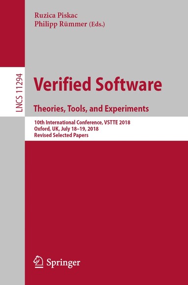 bokomslag Verified Software. Theories, Tools, and Experiments