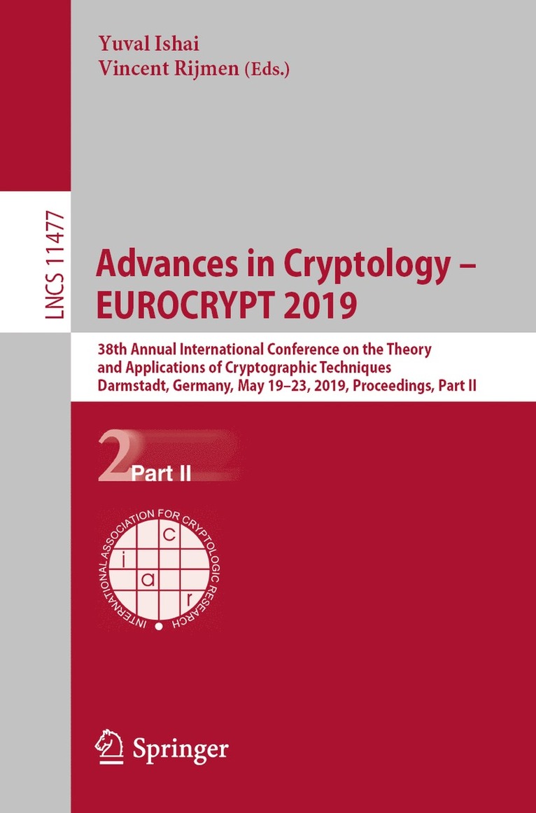 Yuval Ishai, Vincent Rijmen - Advances in Cryptology – EUROCRYPT 2019, Häftad