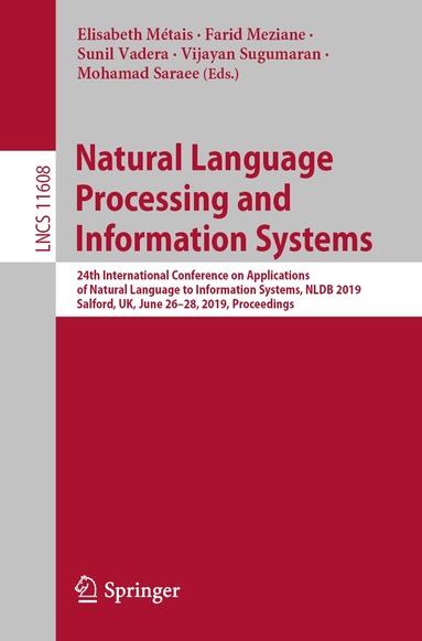Elisabeth Métais, Farid Meziane, Sunil Vadera, Vijayan Sugumaran, Mohamad Saraee - Natural Language Processing and Information Systems, Häftad