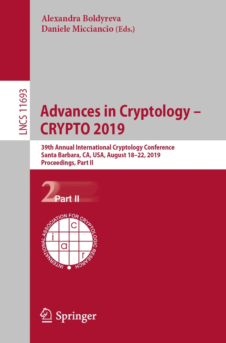 Alexandra Boldyreva, Daniele Micciancio - Advances in Cryptology – CRYPTO 2019, Häftad