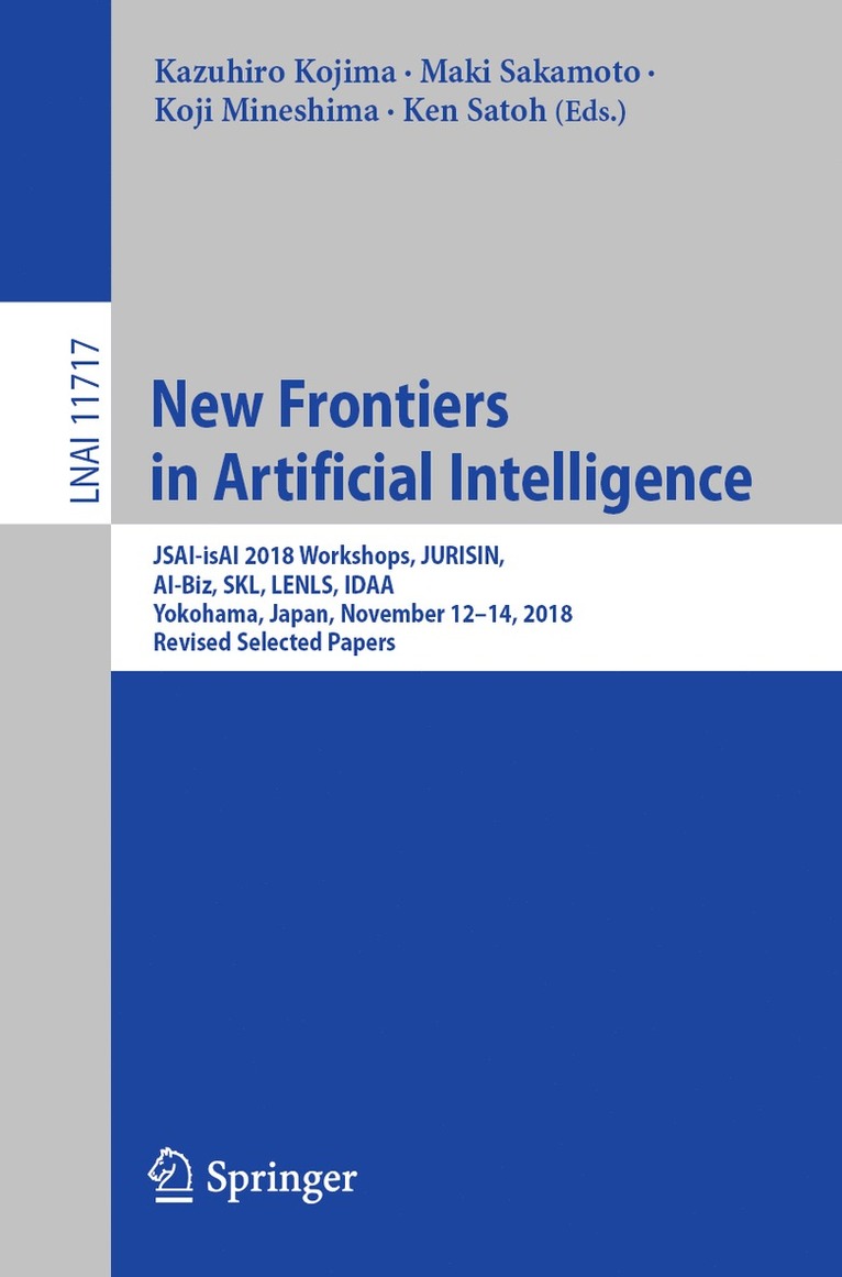 Kazuhiro Kojima, Maki Sakamoto, Koji Mineshima, Ken Satoh - New Frontiers in Artificial Intelligence, Häftad