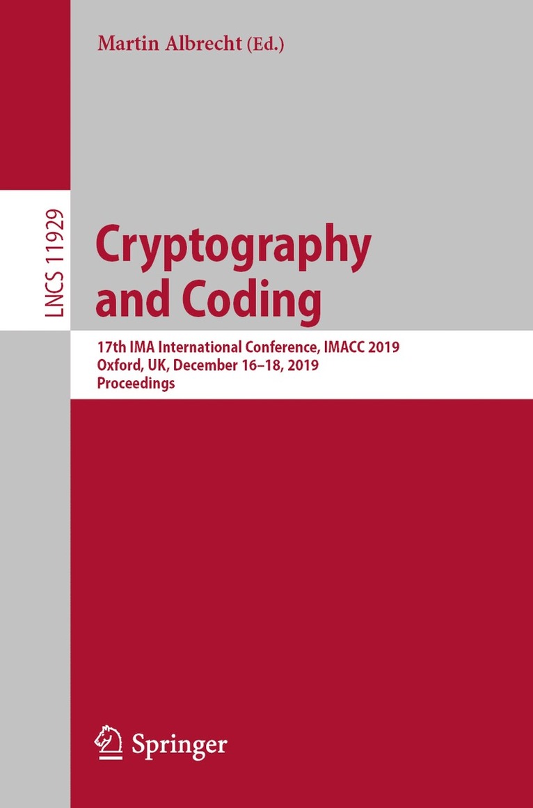 Martin Albrecht - Cryptography and Coding, Häftad