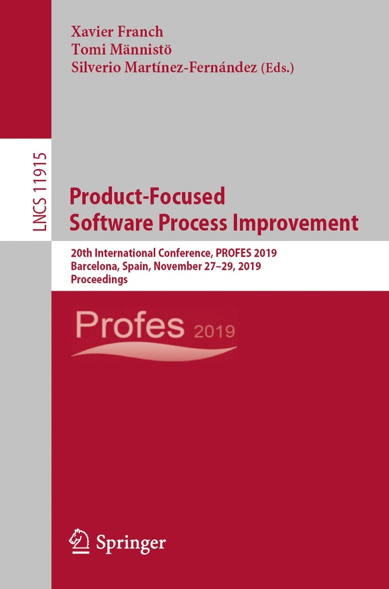 Xavier Franch, Tomi Männistö, Silverio Martínez-Fernández, Tomi Mannisto, Silverio Martinez-Fernandez - Product-Focused Software Process Improvement, Häftad