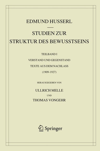 Edmund Husserl, Ullrich Melle, Thomas Vongehr - Studien zur Struktur des Bewusstseins, Inbunden
