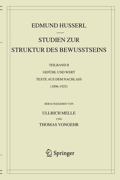 Edmund Husserl, Ullrich Melle, Thomas Vongehr - Studien zur Struktur des Bewusstseins, Inbunden