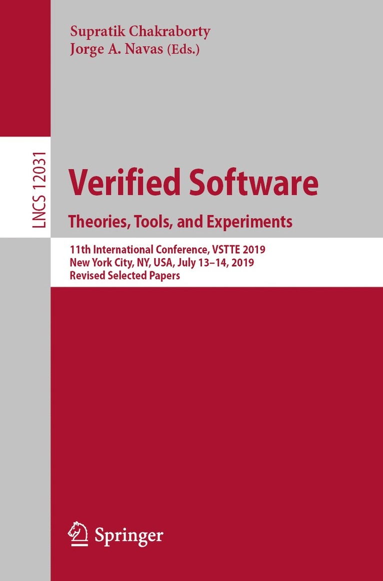 Supratik Chakraborty, Jorge A. Navas - Verified Software. Theories, Tools, and Experiments, Häftad