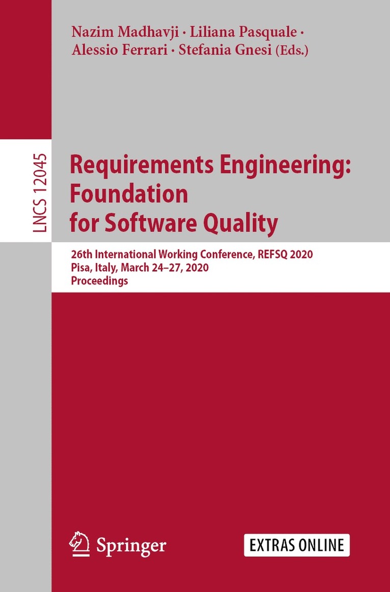 Nazim Madhavji, Liliana Pasquale, Alessio Ferrari, Stefania Gnesi - Requirements Engineering: Foundation for Software Quality, Häftad