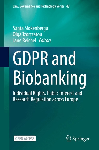 Santa Slokenberga, Olga Tzortzatou, Jane Reichel - GDPR and Biobanking, Inbunden