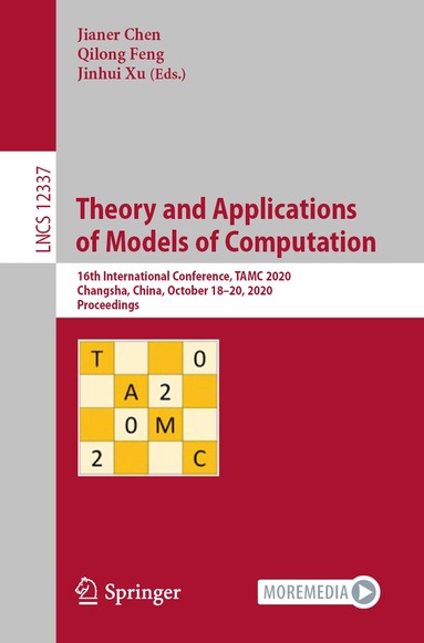 Jianer Chen, Qilong Feng, Jinhui Xu - Theory and Applications of Models of Computation, Häftad