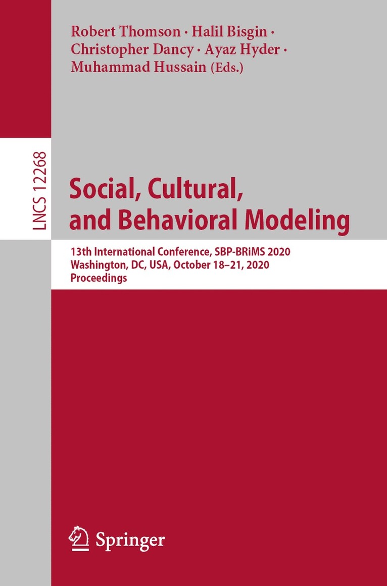 Social, Cultural, and Behavioral Modeling 1