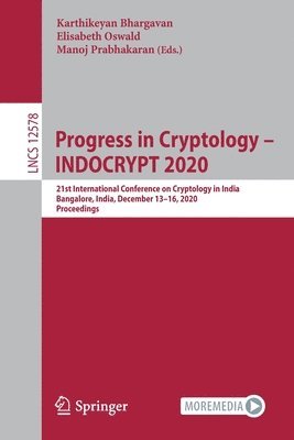 bokomslag Progress in Cryptology   INDOCRYPT 2020