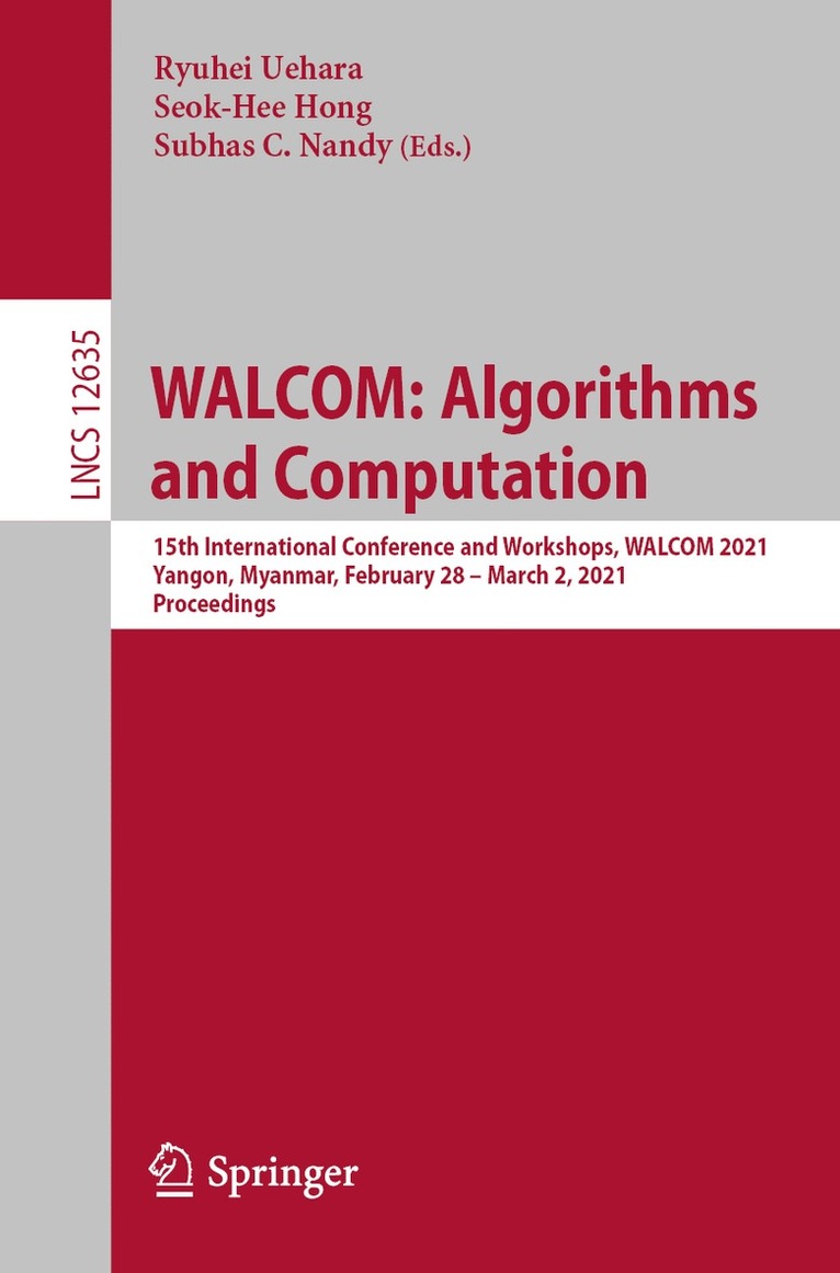 Ryuhei Uehara, Seok-Hee Hong, Subhas C. Nandy - WALCOM: Algorithms and Computation, Häftad