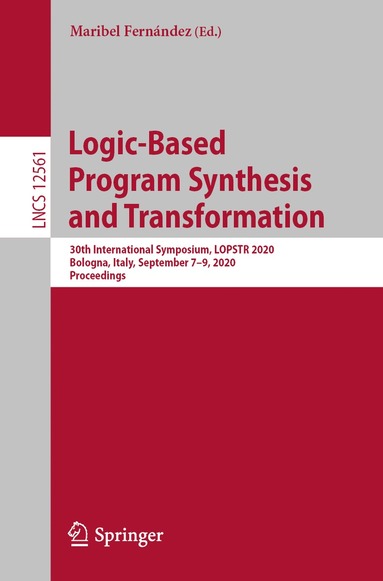 bokomslag Logic-Based Program Synthesis and Transformation