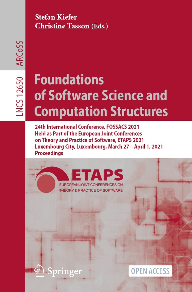 Stefan Kiefer, Christine Tasson - Foundations of Software Science and Computation Structures, Häftad