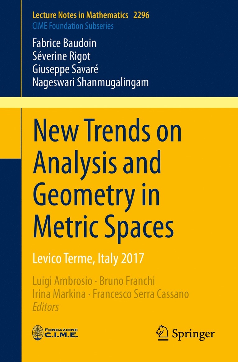 New Trends on Analysis and Geometry in Metric Spaces 1