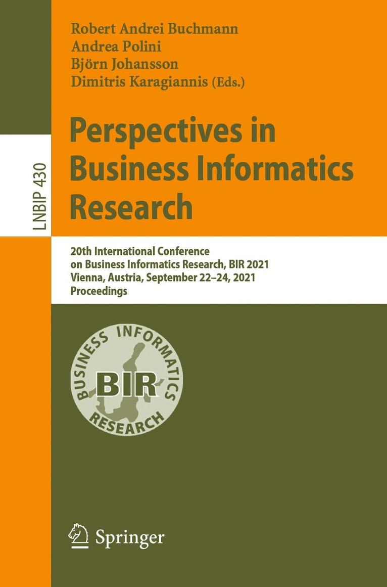 Robert Andrei Buchmann, Andrea Polini, Björn Johansson, Dimitris Karagiannis, Bjorn Johansson - Perspectives in Business Informatics Research, Häftad