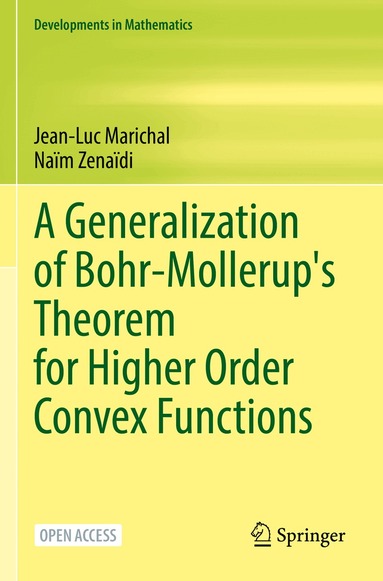 Jean-Luc Marichal, Naïm Zenaïdi - Generalization of Bohr-Mollerup's Theorem for Higher Order Convex Functions, Häftad
