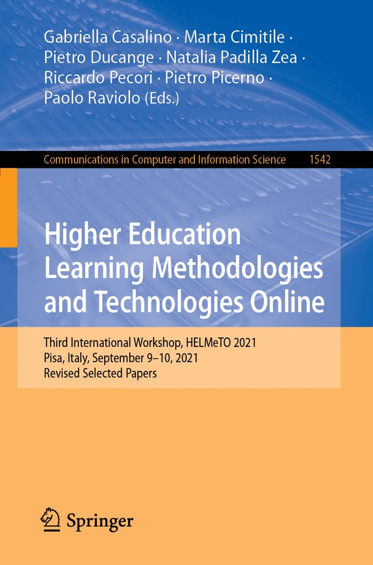 Gabriella Casalino, Marta Cimitile, Pietro Ducange, Natalia Padilla Zea, Riccardo Pecori, Pietro Picerno, Paolo Raviolo - Higher Education Learning Methodologies and Technologies Online, Häftad