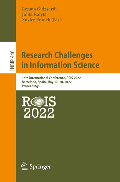 Renata Guizzardi, Jolita Ralyté, Xavier Franch - Research Challenges in Information Science, Häftad