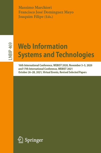 Massimo Marchiori, Francisco José Domínguez Mayo, Joaquim Filipe - Web Information Systems and Technologies, Häftad
