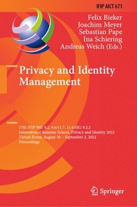 bokomslag Privacy and Identity Management