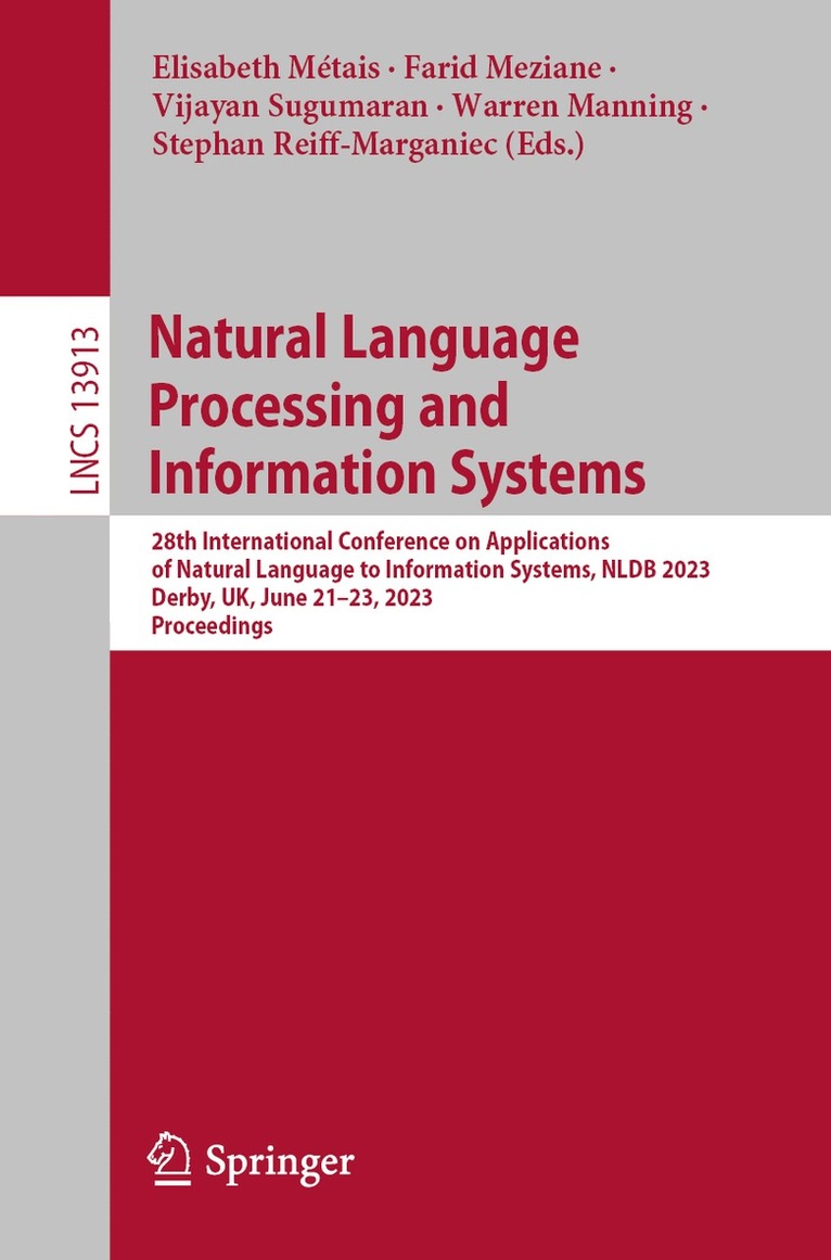 Elisabeth Métais, Farid Meziane, Vijayan Sugumaran, Warren Manning, Stephan Reiff-Marganiec, Elisabeth Metais - Natural Language Processing and Information Systems, Häftad