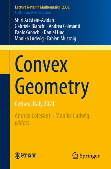 Shiri Artstein-Avidan, Gabriele Bianchi, Andrea Colesanti, Paolo Gronchi, Daniel Hug, Monika Ludwig, Fabian Mussnig, Andrea Colesanti, Monika Ludwig - Convex Geometry, Häftad