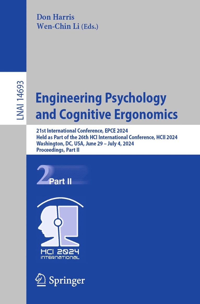 Don Harris, Wen-Chin Li - Engineering Psychology and Cognitive Ergonomics, Häftad