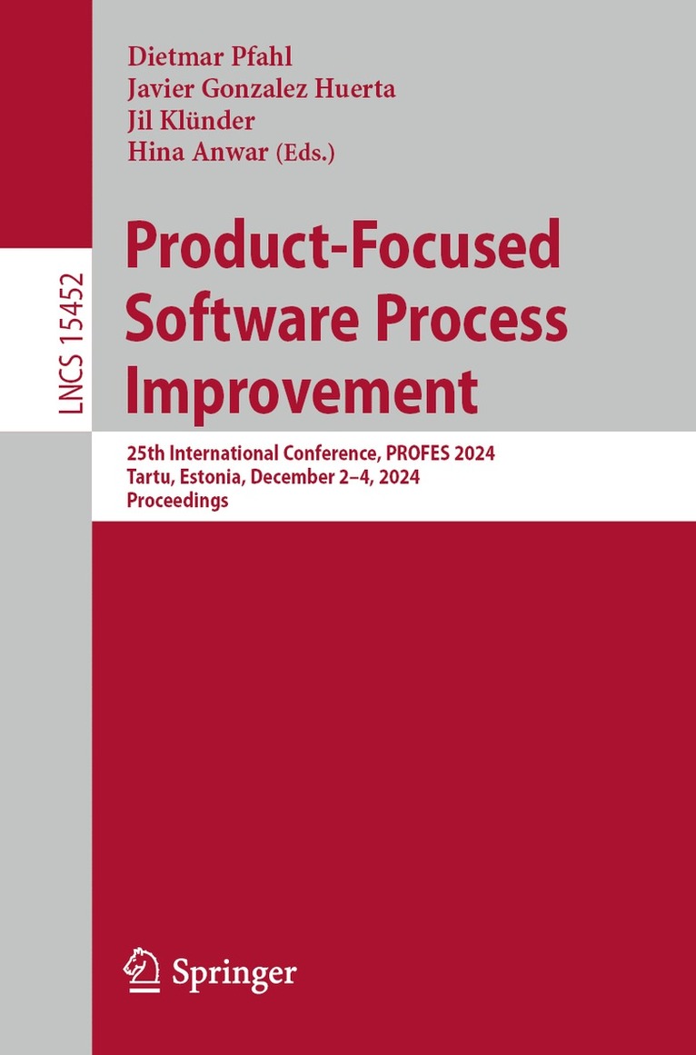 Dietmar Pfahl, Javier Gonzalez Huerta, Jil Klünder, Hina Anwar, Jil Klunder - Product-Focused Software Process Improvement, Häftad