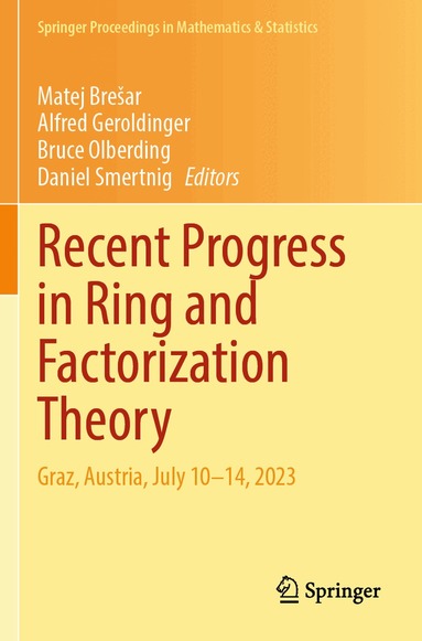 Matej Brešar, Alfred Geroldinger, Bruce Olberding, Daniel Smertnig - Recent Progress in Ring and Factorization Theory, Häftad