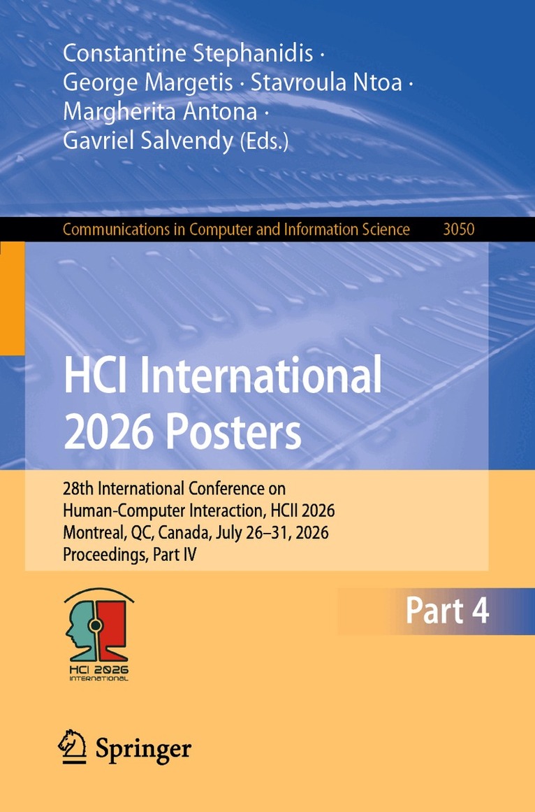 Constantine Stephanidis, George Margetis, Stavroula Ntoa, Margherita Antona, Gavriel Salvendy - HCI International 2026 Posters, Häftad