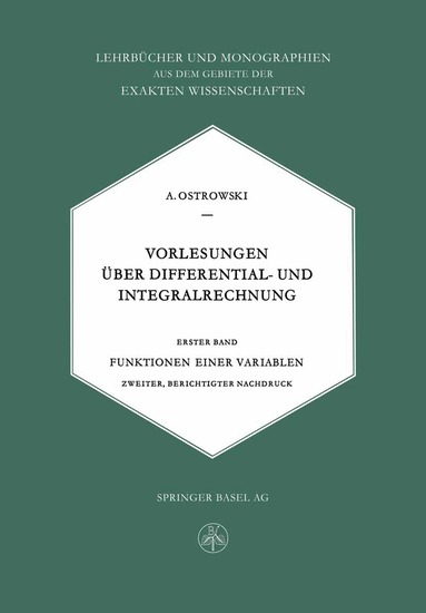 M. Ostrowski, Alexander, Alexander M. Ostrowski - Vorlesungen Über Differential- und Integralrechnung, Häftad