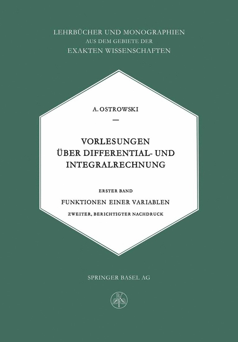 Vorlesungen ber Differential- und Integralrechnung 1