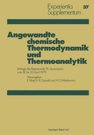 Marti, Oswald, Wiedemann - Angewandte chemische Thermodynamik und Thermoanalytik, Häftad