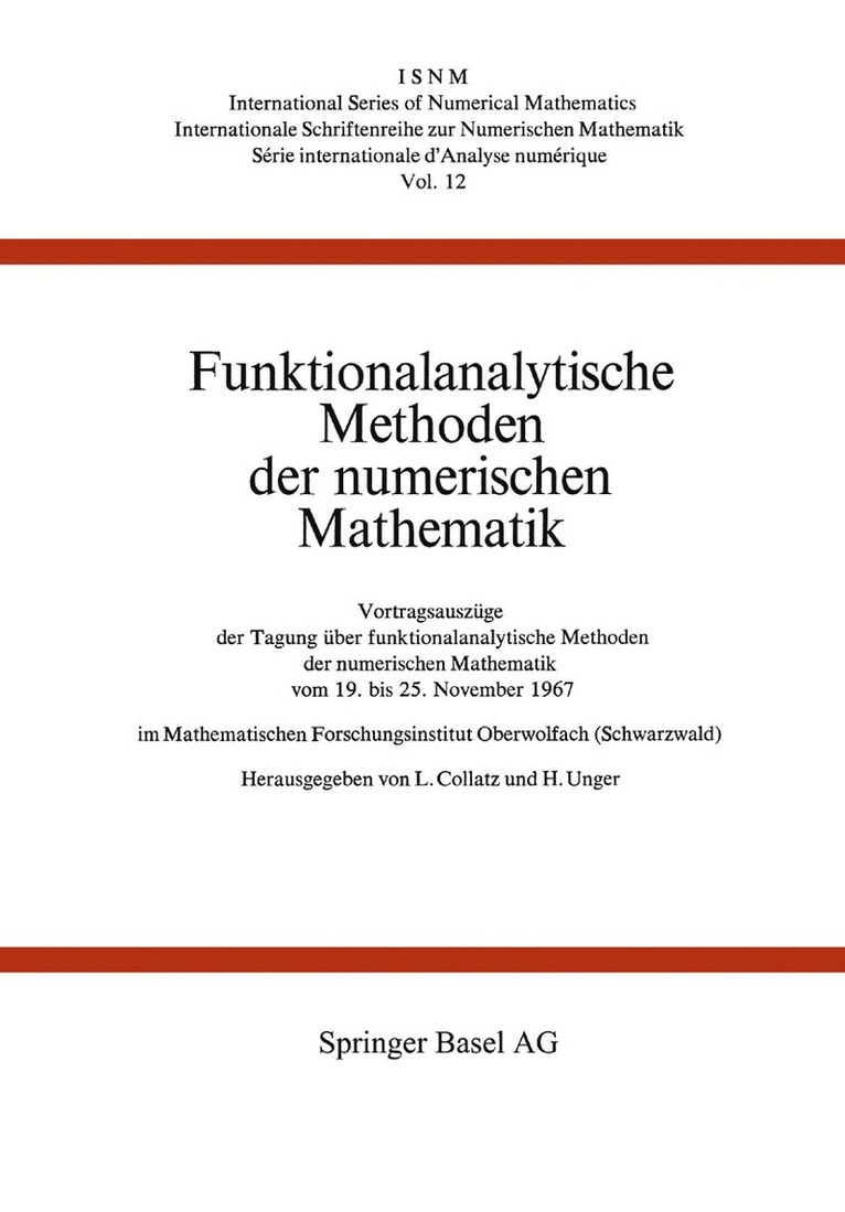 COLLATZ, UNGER, Collatz, Unger - Funktionalanalytische Methoden der numerischen Mathematik, Häftad