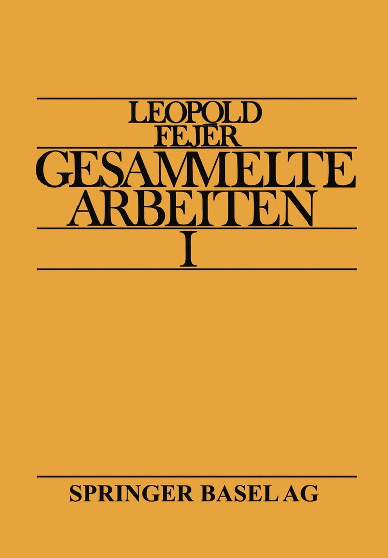 Leopold Fejr Gesammelte Arbeiten I 1