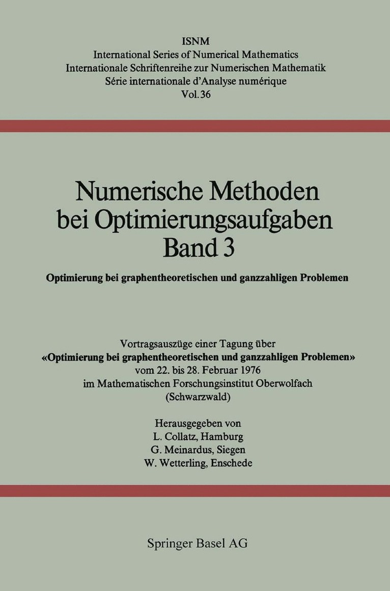 L. Collatz, G. Meinardus, W. Wetterling - Numerische Methoden bei Optimierungsaufgaben Band 3, Häftad