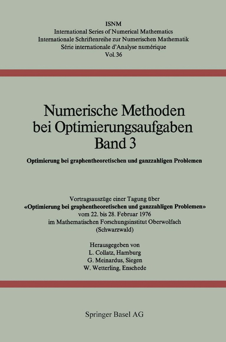 Numerische Methoden bei Optimierungsaufgaben Band 3 1