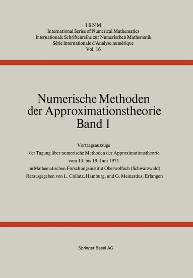 COLLATZ, MEINARDUS - Numerische Methoden der Approximationstheorie, Häftad